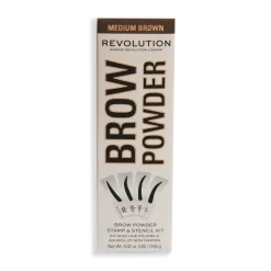 Makeup Revolution Brow Powder Stamp & Stencil Kit Medium Brown